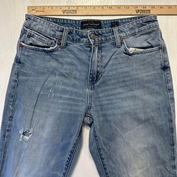 Lucky Brand Sienna Slim Boyfriend Jeans Size 6 / 28 Distressed Mid Rise Stretch - Picture 2 of 10
